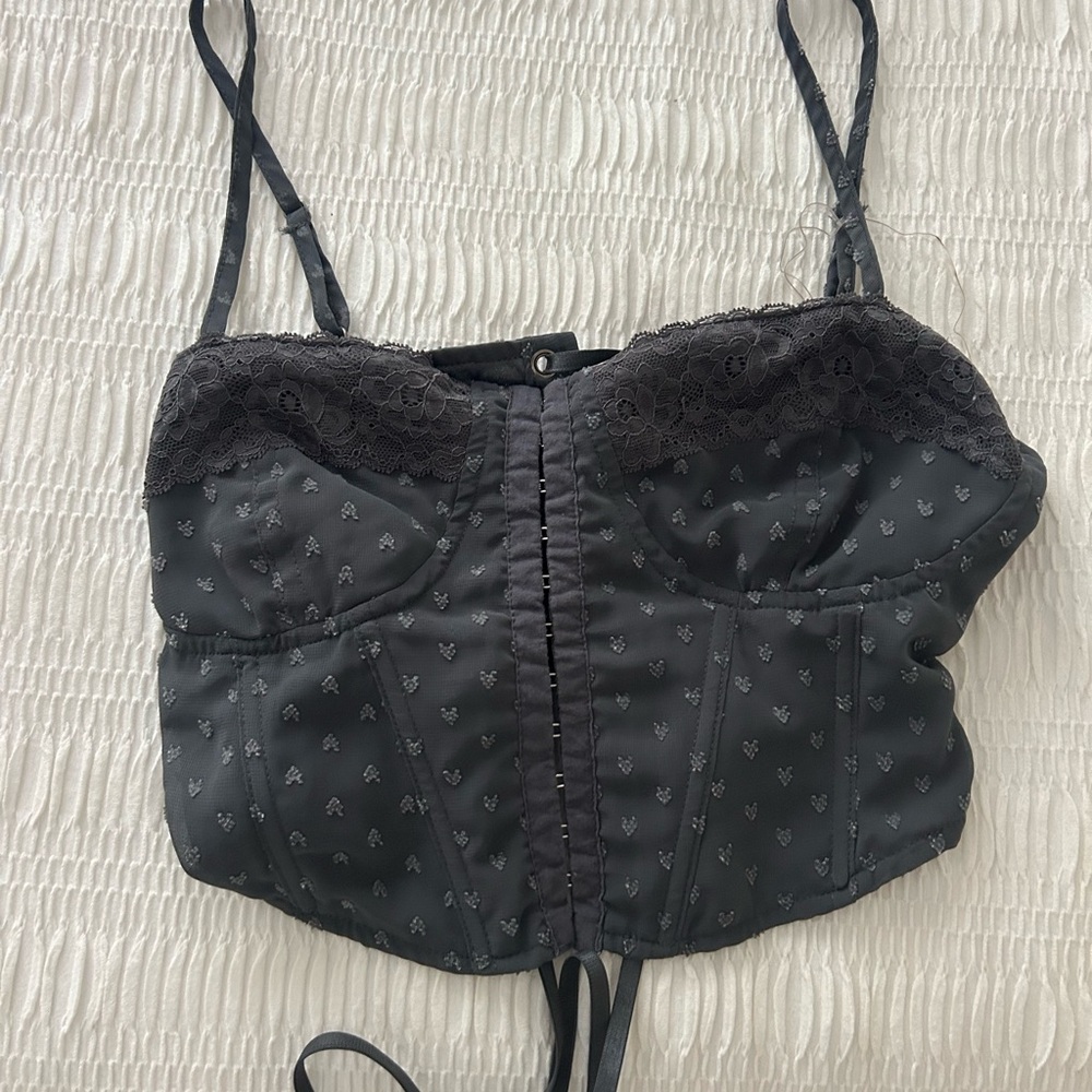 La Hearts Black Lace Crop Top